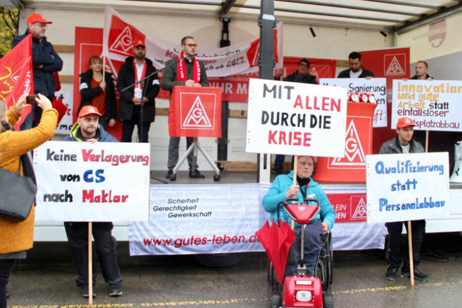 Mitarbeiter protestieren Anfang November in Schwäbisch Gmünd.