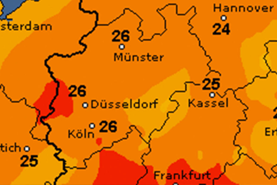 Die Farben deuten es schon an: Es wird warm in OWL, bis zu 25 Grad am Mittwoch.