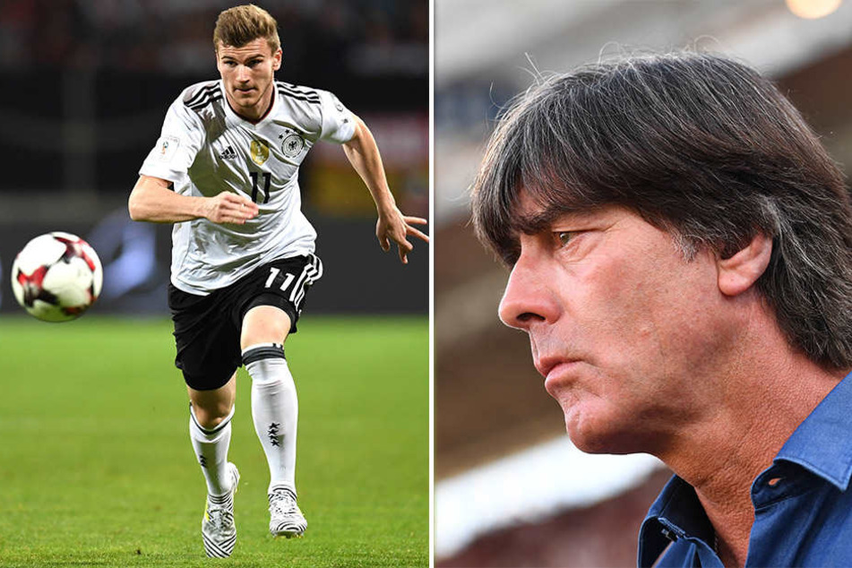 Timo Werner (l.) musste sich beim WM-Quali-Spiel Deutschlands gegen San Marino am Samstag erneut einem Pfeifkonzert der Fans stellen. Bundestrainer Joachim Löw fragt sich immer noch "Wieso wird der ausgepfiffen?"