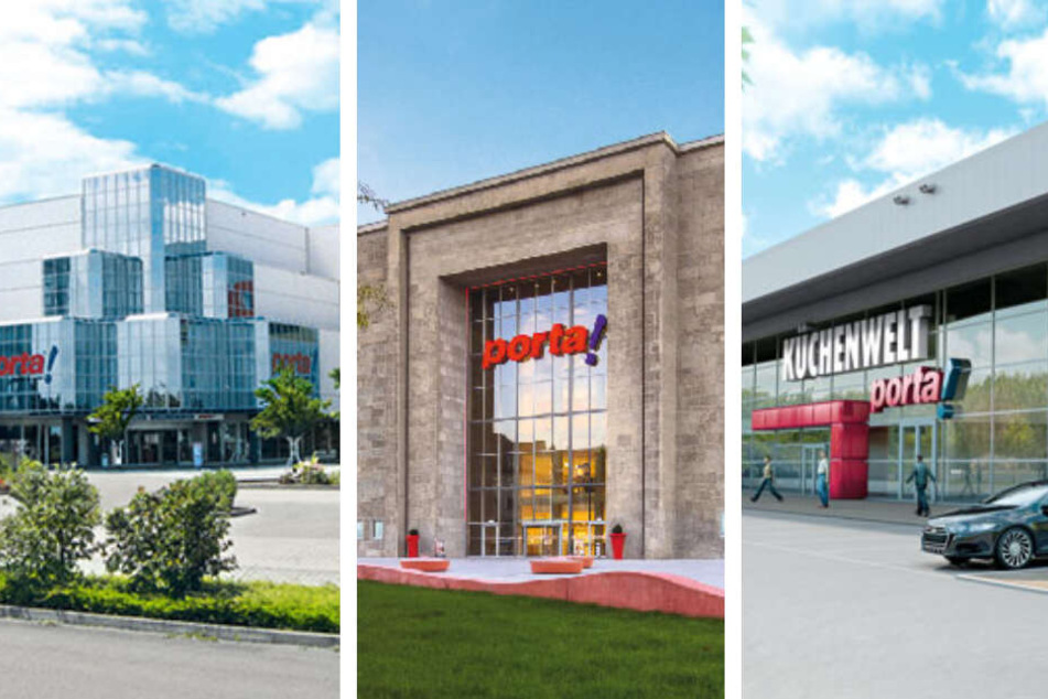 Die porta-Märkte in Wiedemar (li.) und Leipzig und Paunsdorf.