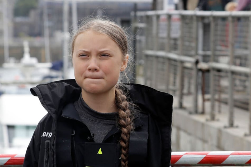 Greta in Plymouth, vor ihrer Abfahrt zum UN-Klimagipfel.