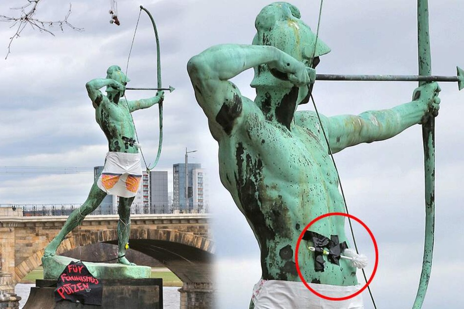 Mit Schürze und Klobürste zielte der Bogenschütze Freitag auf die Altstädter Seite.