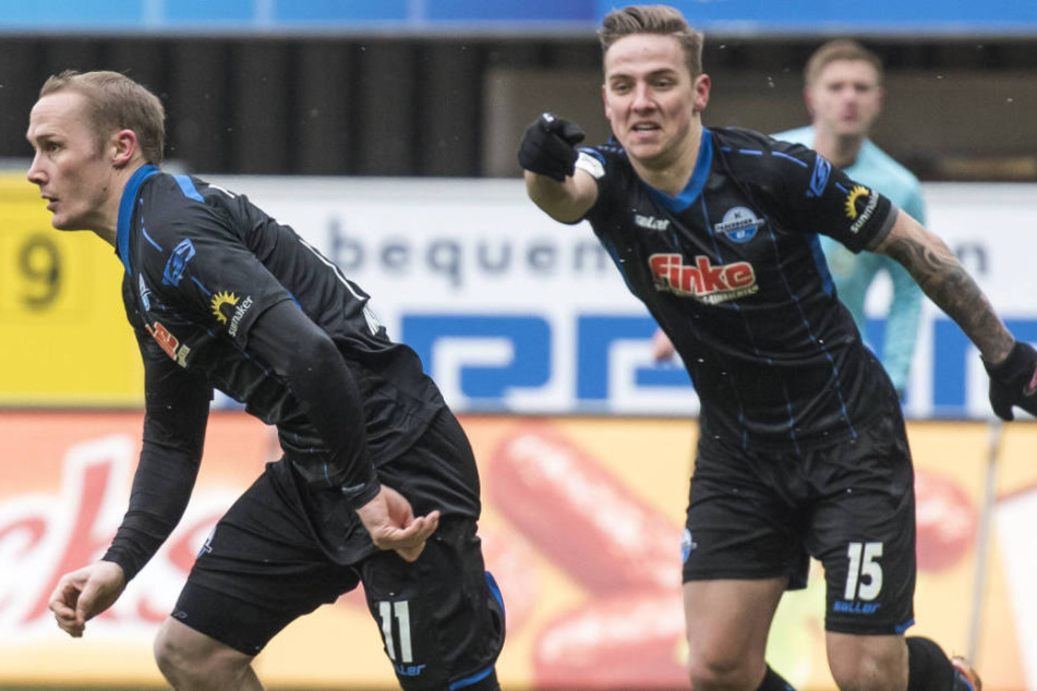 Sven Michel (li.) und Phillip Tietz (re.) bilden aktuell das Sturmduo des Spitzenreiters.