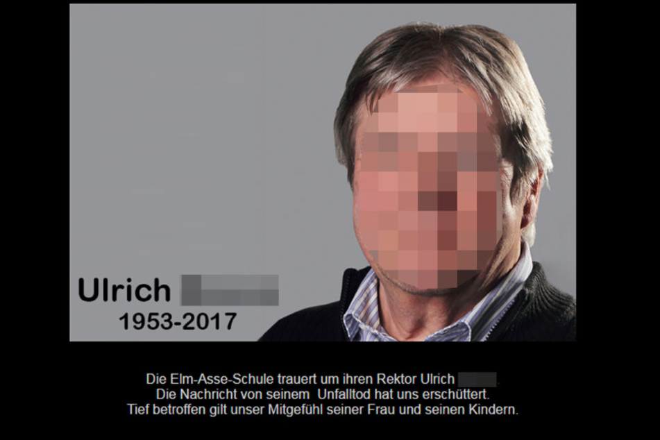 Auf ihrer Homepage trauert die Elm-Asse-Schule um ihren verstorbenen Rektor.
