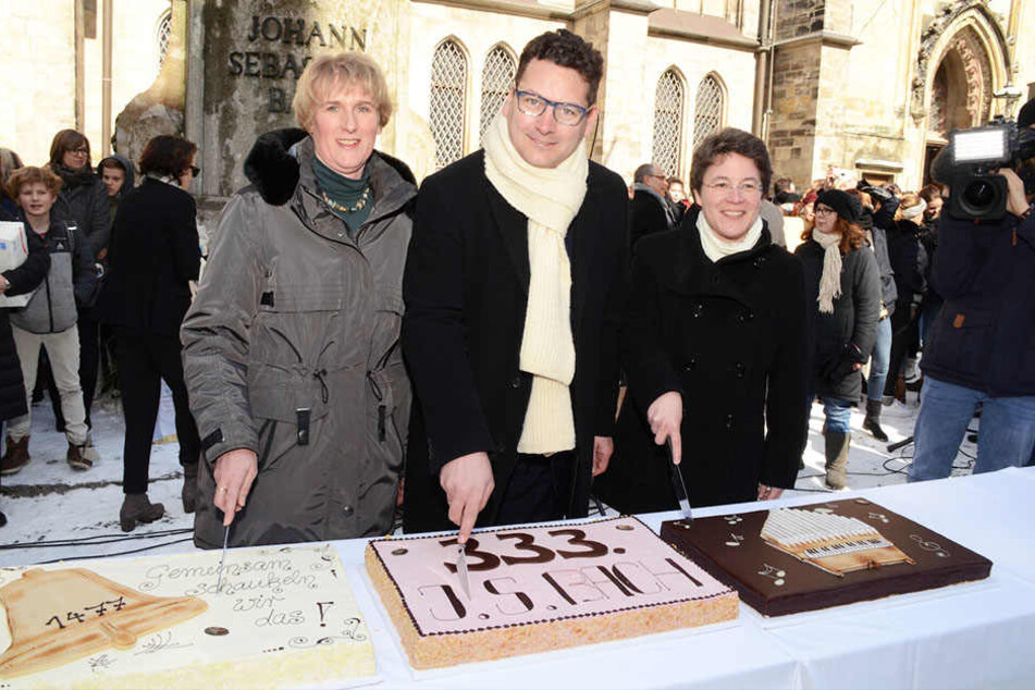 Auf dem Thomaskirchhof wurde traditionell die Torte angeschnitten.