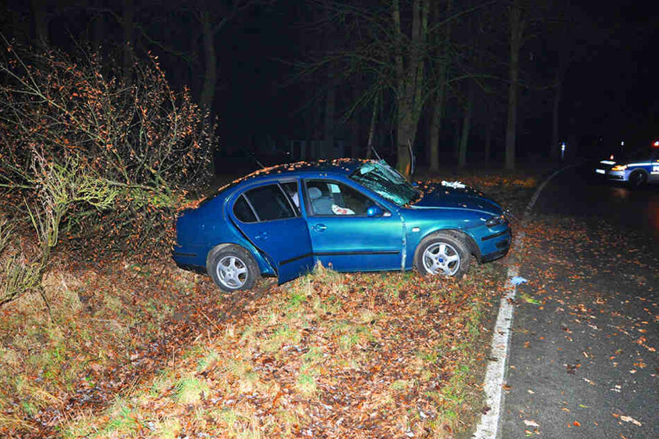 Aus bisher nicht geklärter Ursache kam der Seat nach rechts von der Fahrbahn ab.