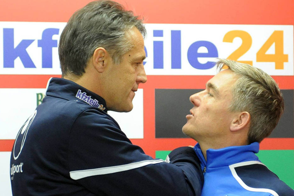 Seit Jahren gute Freunde: Uwe Neuhaus (l., hier noch als Union-Trainer) und Olaf Janßen.
