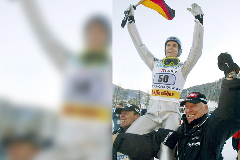 Sven Hannawald beim Finale der Vierschanzentournee 2002 in Bischofshofen.