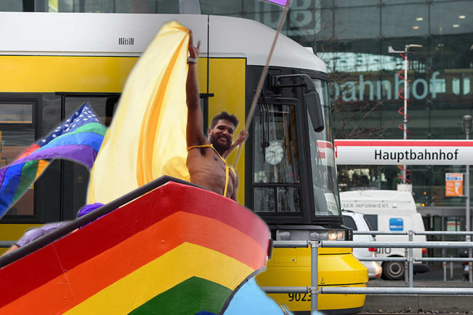 Während die einen den CSD feiern, wird ein schwules Pärchen beleidigt. (Bildmontage)