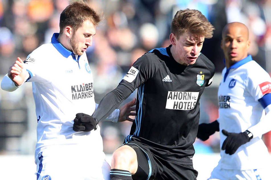 Jonas Föhrenbach (KSC) und Florian Hansch (CFC)