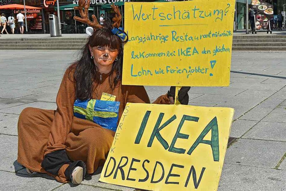 Eine der Streikenden ist Jacqueline Klimke. Sie arbeitet bei Ikea und kämpft auch für mehr Lohn.