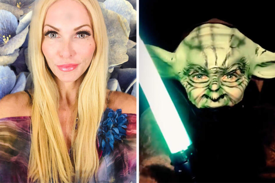 Echt nicht wiederzuerkennen hinter der Maske: Sonya Kraus als Meister Yoda.