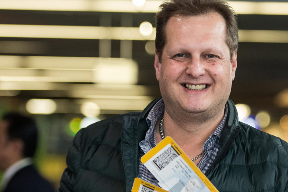 Jens Büchner im Januar 2017 auf dem Weg ins RTl-Dschungelcamp in Australien.