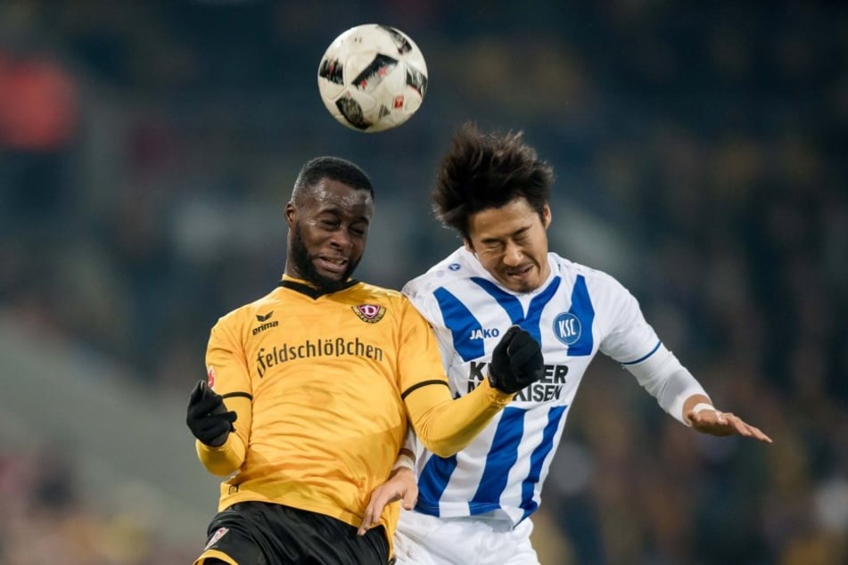 Erich Berko (l.) hatte in der ersten Hälfte die beste Dynamo-Chance.