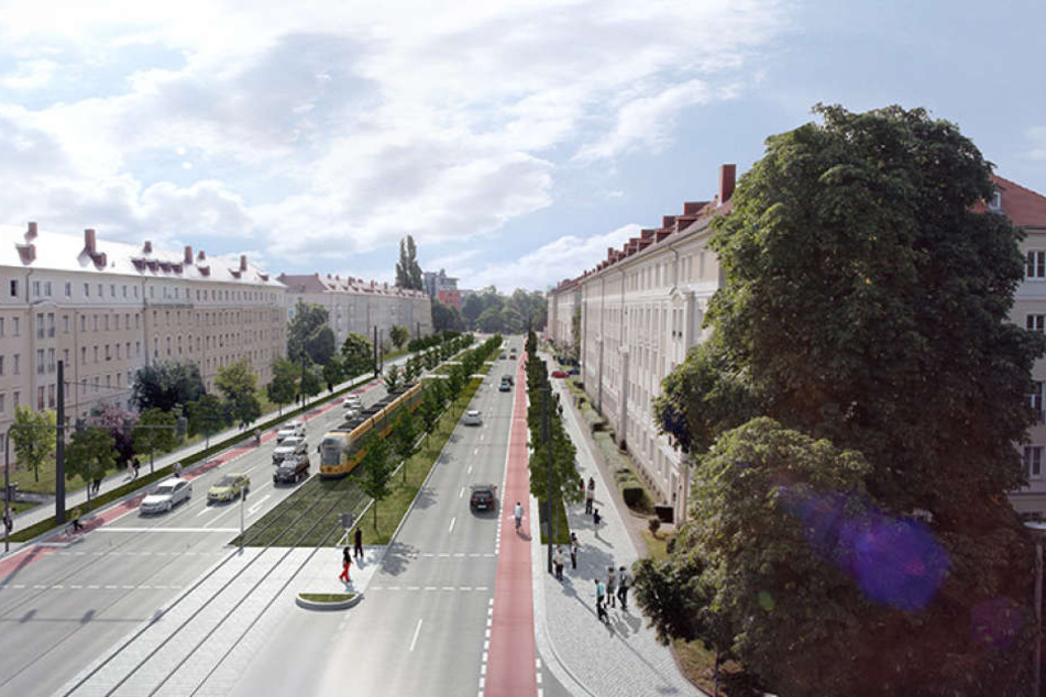 So stellen sich die Planer die neue Straßenbahn-Trasse vor.