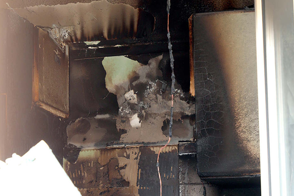 Die Küche wurde durch den Brand schwer beschädigt.