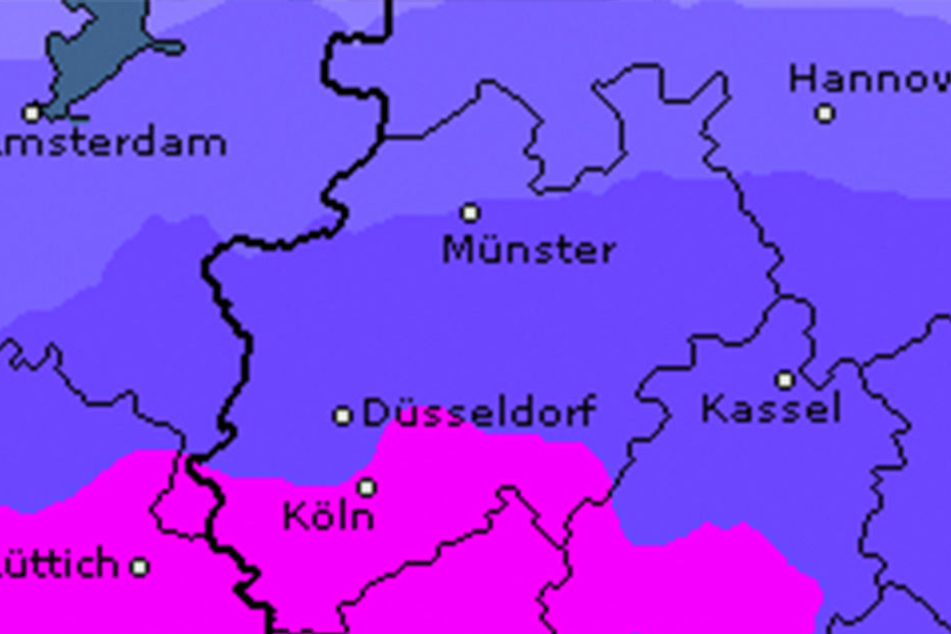 Das Niederschlagsrisiko für OWL ist relativ niedrig, erst bei pink wird es mehr.
