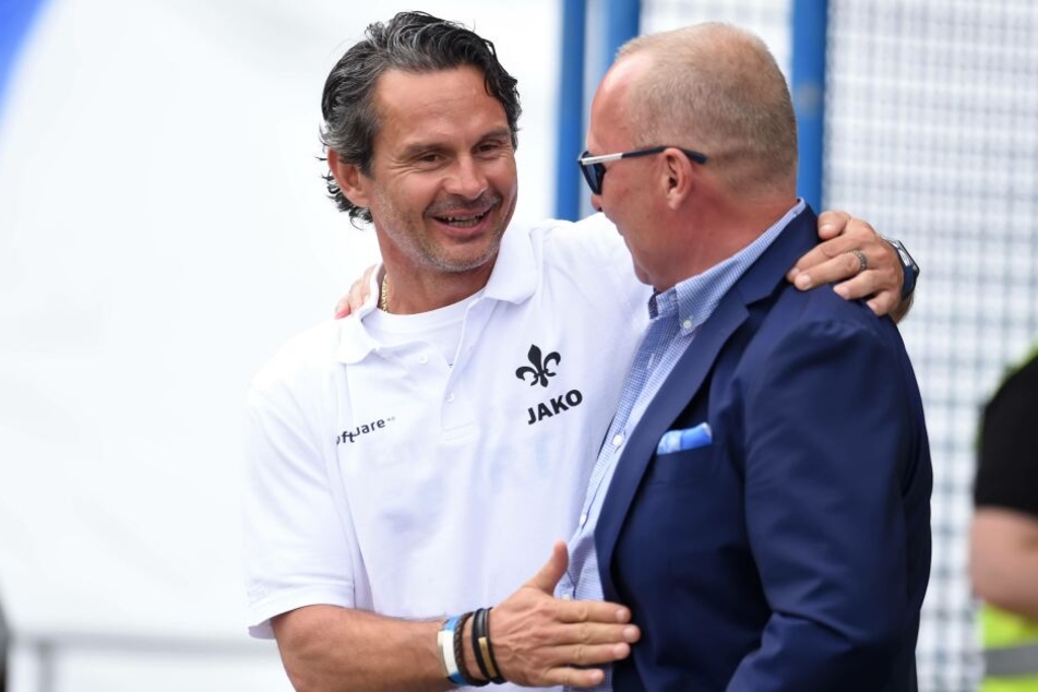 Gehen Dirk Schuster (l.) und FCE-Boss Helge Leonhardt bald gemeinsame Wege?