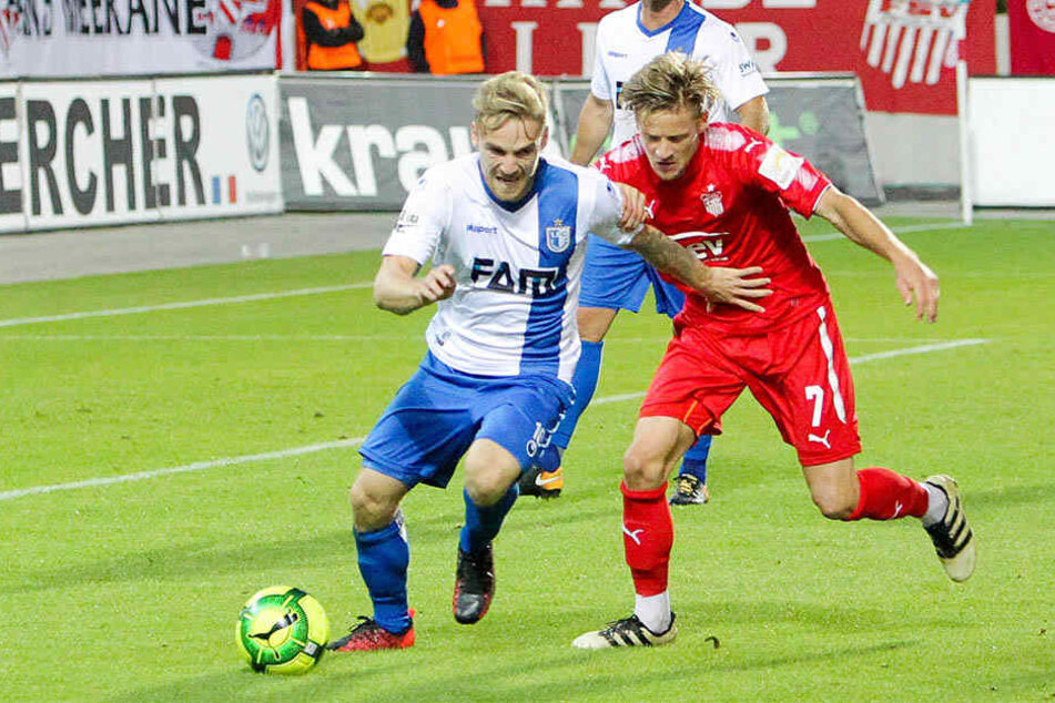 Bentley Baxter Bahn (r., gegen gegen Magdeburgs Nils Butzen) wird auch heute auf seiner üblichen Position im rechten Mittelfeld spielen.