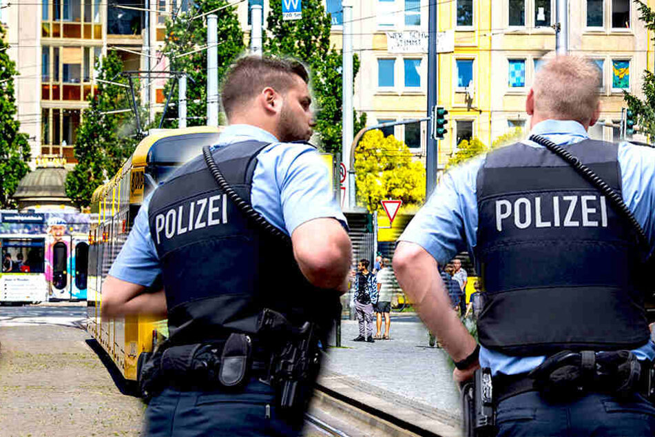 Am Albertplatz prügelte eine Gruppe von jungen Männern auf vier Herren ein. Die Polizei musste einschreiten (Bildmontage).