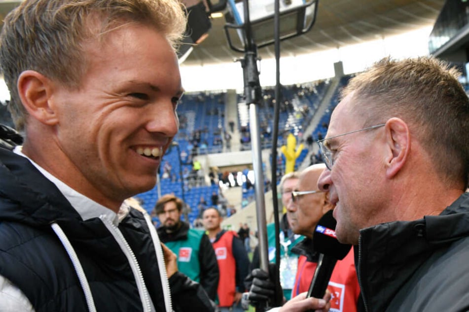 TSG-Coach Nagelsmann mit seinem baldigen Chef Ralf Rangnick.