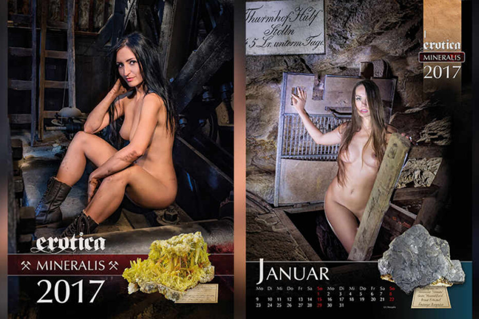 12 heiße Frauen räkeln sich nackt im neuen "Erotica Mineralis"-Kalender.