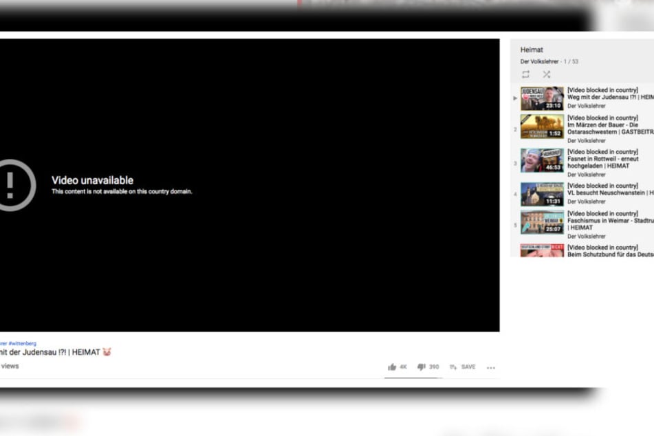Diese Botschaft erscheint nun bei allen Videos des rechtsextremen Youtubers "Volkslehrer"