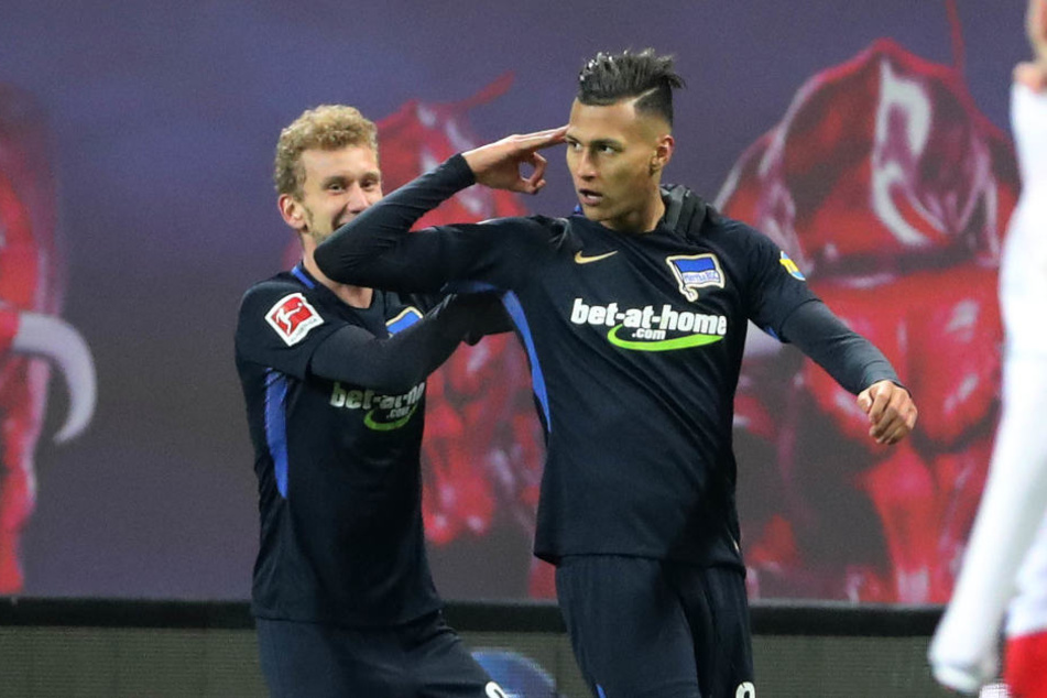 War am Sonntag nicht zu stoppen: Der ehemalige Leipziger Davie Selke (r.) knockte RB Leipzig mit zwei Toren fast im Alleingang aus.