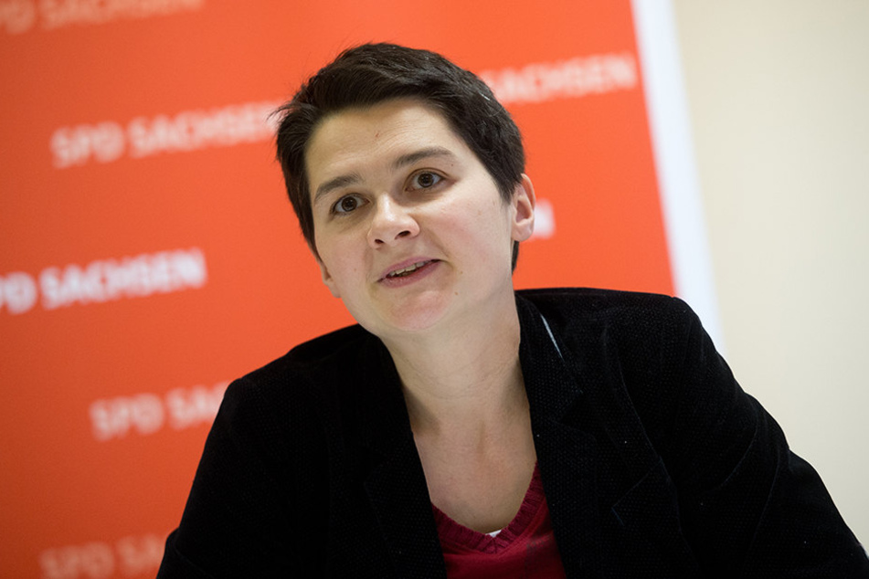 Daniela Kolbe auf einer Pressekonferenz des SPD-Landesvorstands. Die 37-Jährige führt die Landesliste der SPD Sachsen für die Bundestagswahl im September an.