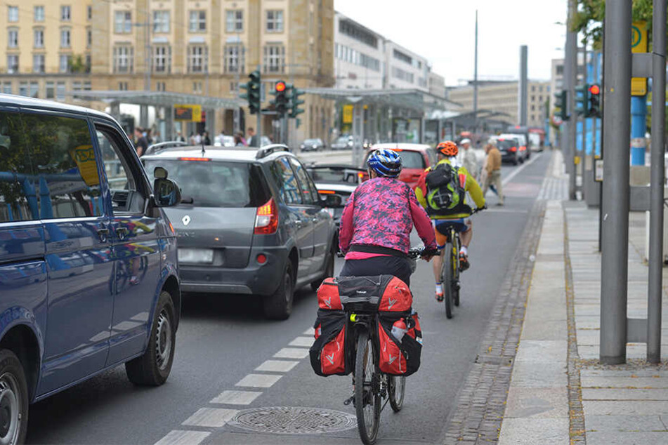 Die Umleitung führt die Autofahrer über die Wilsdruffer Straße.