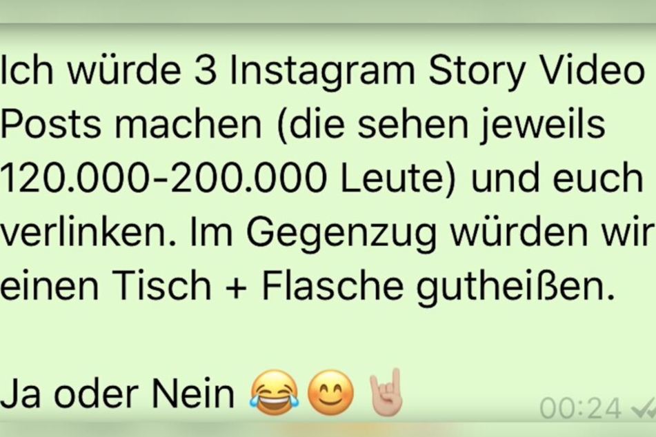 Mit dieser Nachricht trat Luca Scharpenberg an den Clubbesitzer heran.
