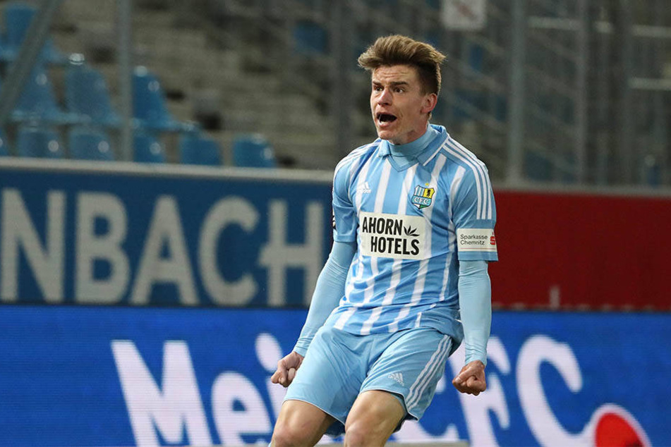 Florian Hansch jubelt nach seinem Treffer zum 1:1-Ausgleich.