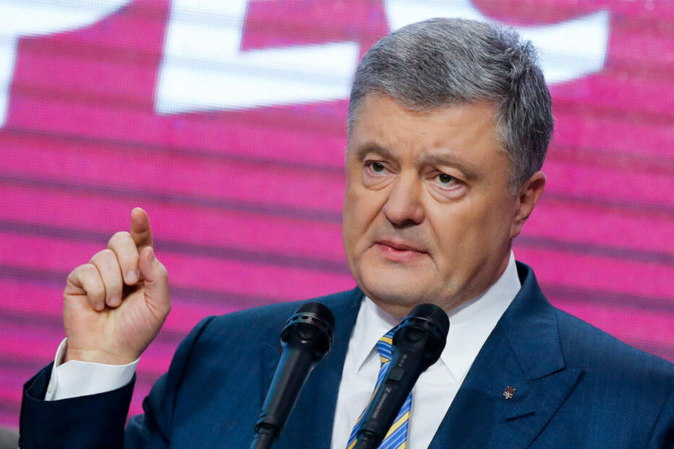 Petro Poroschenko, Präsident der Ukraine, spricht vor seinen Anhängern in seinem Hauptquartier nach der zweiten Runde der Präsidentschaftswahlen.