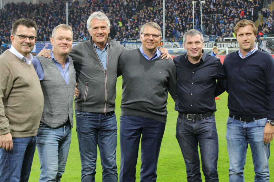 (v.l.) Martin Hornberger (SCP-Geschäftsführer), Dr. med. Karl Schünemann, Dr. med. Hans Walter Hemmen, Dr. med. Lutz Mahlke, Dr. med. Matthias Porsch und Markus Krösche (Geschäftsführer Sport).