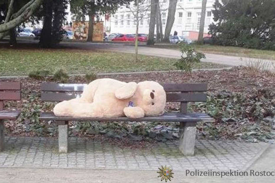 Einsamer Teddy auf der Parkbank!