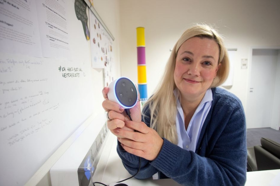 Eins Energie
nutzt als erster
deutscher Energieversorger
den
Sprachassistent
Alexa, freut sich
Unternehmenssprecherin
Astrid
Eberius (46).