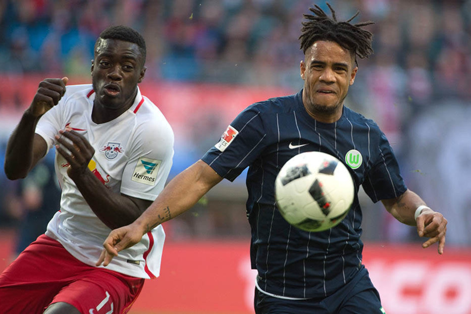 Auch gegen Wolfsburg (hier gegen Daniel Didavi) war für Dayot Upamecano und RB Leipzig nichts zu holen.
