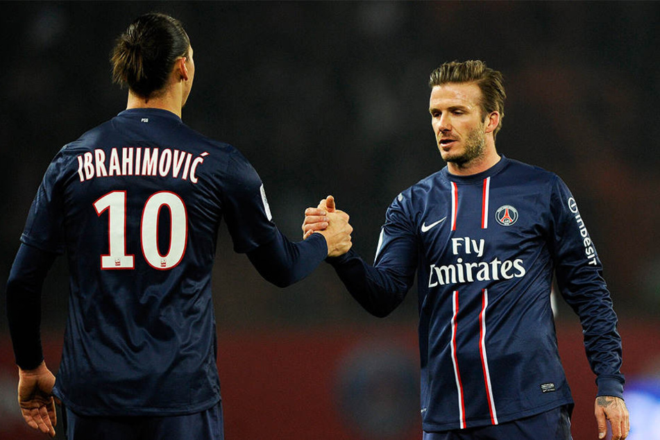 Spielten bei Paris Saint-Germain zusammen: Die Superstars Zlatan Ibrahimovic (l.) und David Beckham (r.).