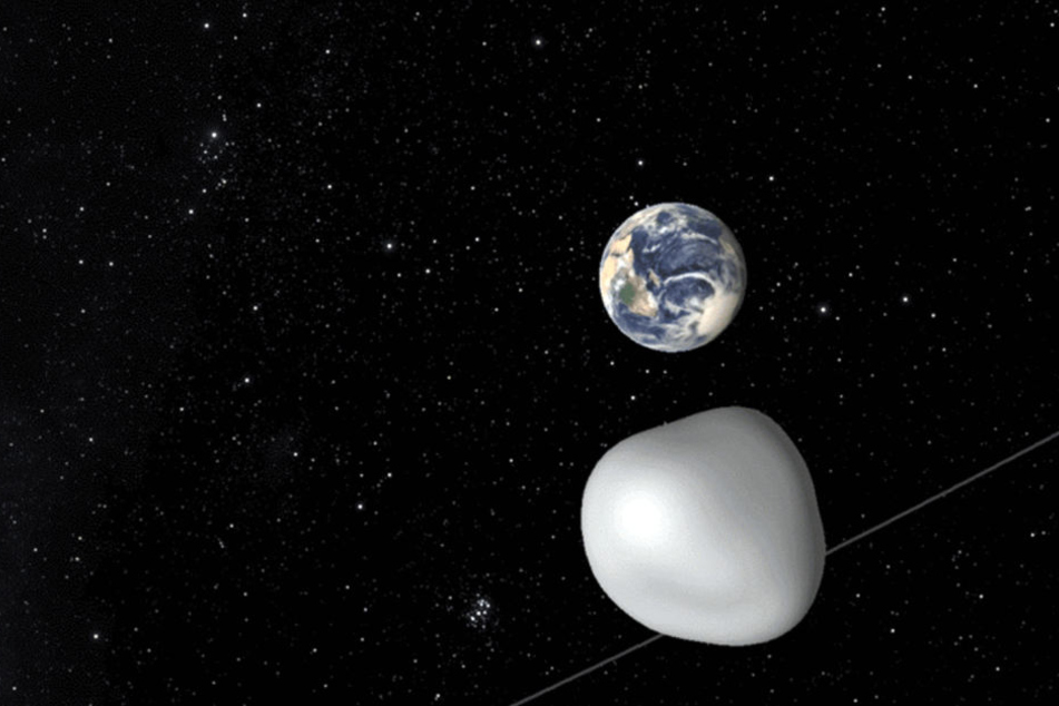 Das Videostandbild von einer Animation der Nasa zeigt den Asteroid 2012 TC4.