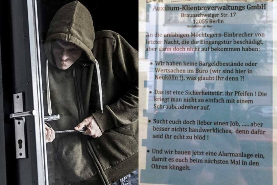 Die Einbrecher scheiterten an der Sicherheitstür und bekamen dafür diesen Brief.