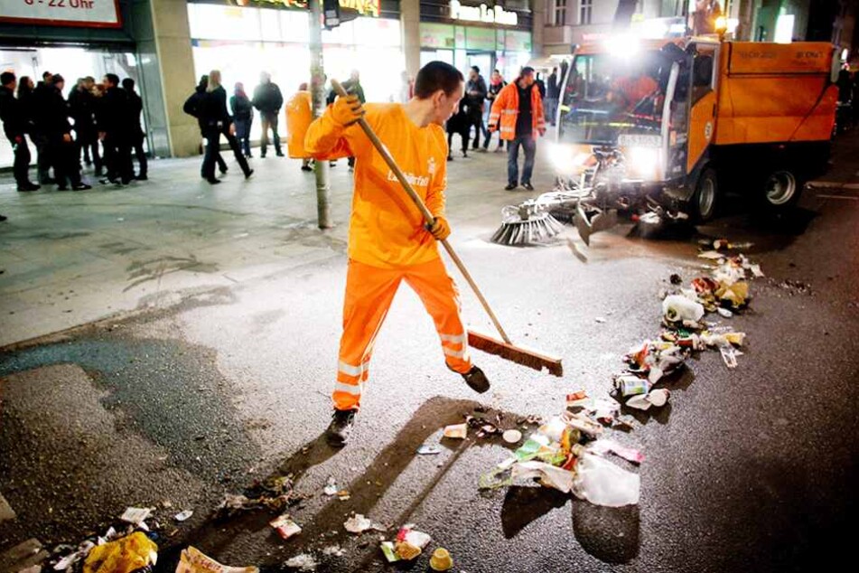 Die Berliner Stadtreinigung im Einsatz.