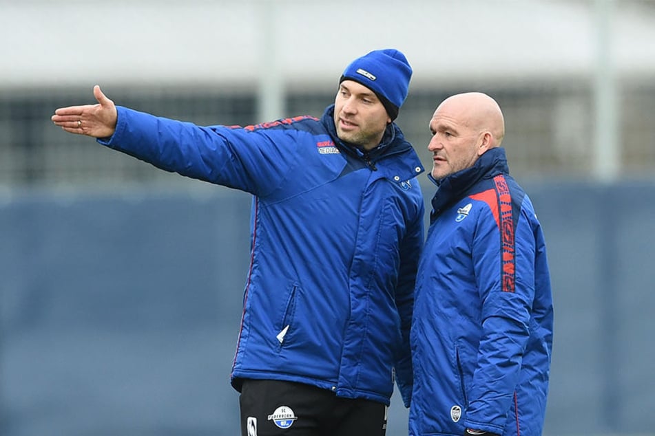 Co-Trainer Daniel Scherning (li.) mit dem neuen Cheftrainer Stefan Emmerling.