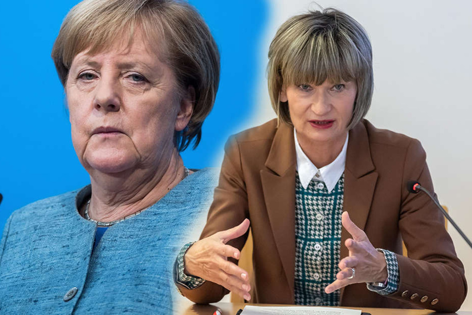 Unmittelbar vor dem Besuch von Bundeskanzlerin Angela Merkel (l., CDU) in Chemnitz hat Oberbürgermeisterin Barbara Ludwig (SPD) erneut den Zeitpunkt kritisiert.