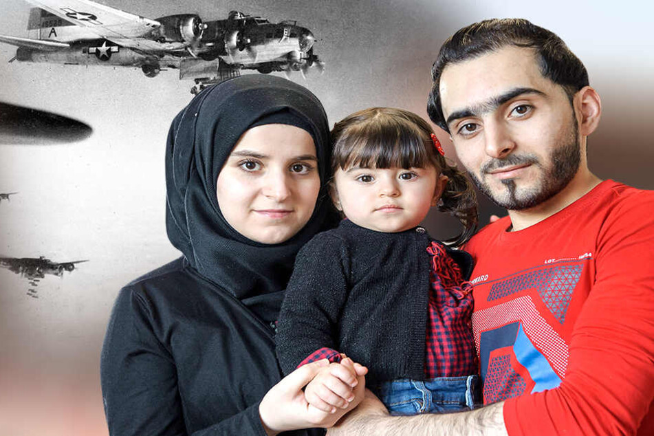 Syrer, Flüchtlinge - und jetzt
eine Chemnitzer Familie: Omar Dello (25) mit Ehefrau Eiman (21) und Töchterchen
Alma (1).