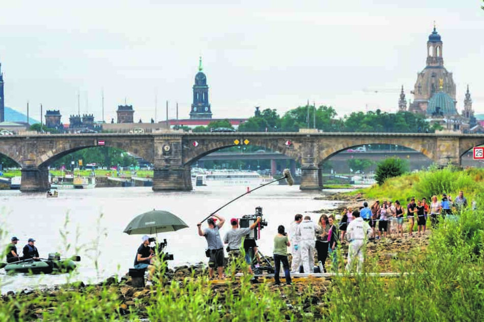 "Auge um Auge": Im September drehte das Tatort-Team den jüngsten
Dresden-Krimi - natürlich auch an der Elbe.