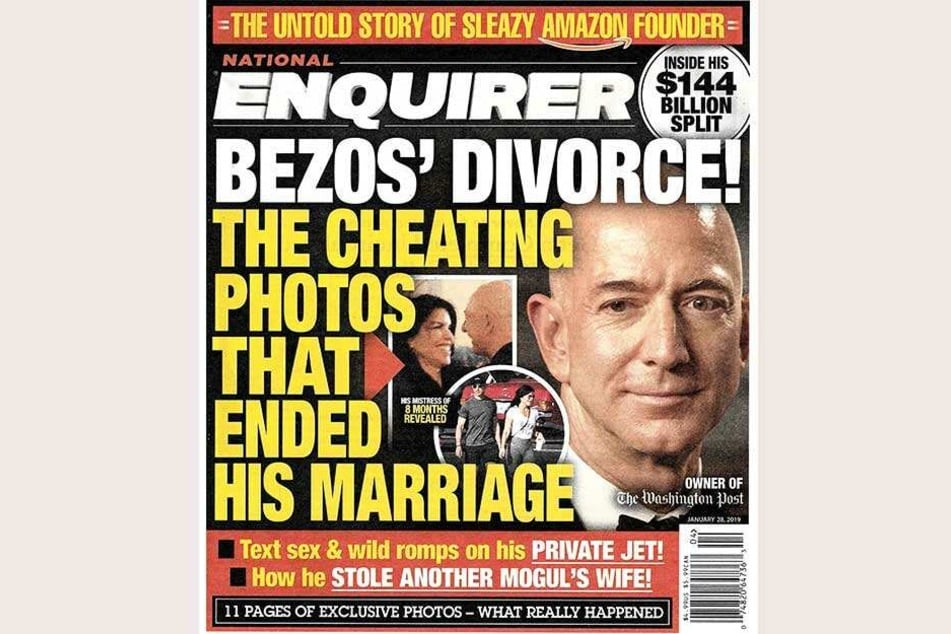 Die Titelseite des Enquire, auf der die Fotos angekündigt werden, welche die Ehe von Bezos beendeten.