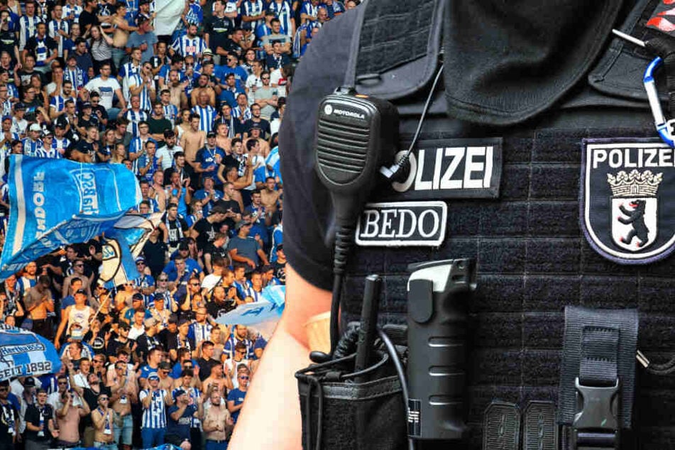Im Anschluss an das 0:3 der Berliner am Sonntagabend kam es zu einer Auseinandersetzung zwischen Hertha-Fans und Polizei. (Bildmontage)