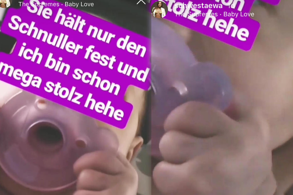 Die Montage zeigt zwei Screenshots aus dem Instagram-Video von Schwesta Ewa.