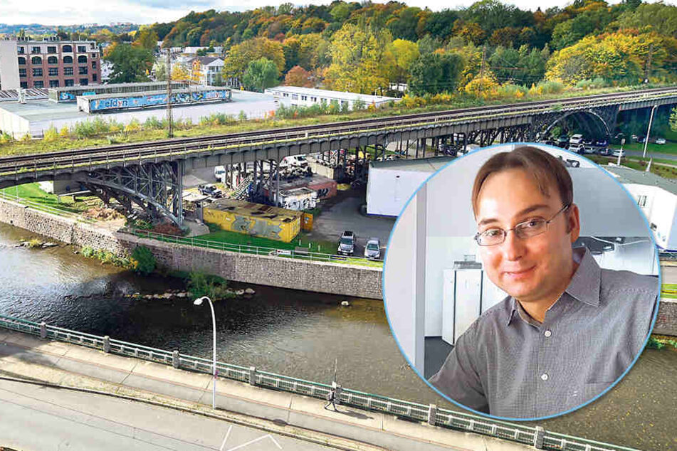Seit mehr als drei Jahren wird über die Zukunft des Eisenbahnviadukts diskutiert. Historiker Sandro Schmalfuß (38) ist sauer, weil wichtige Unterlagen
fehlen.