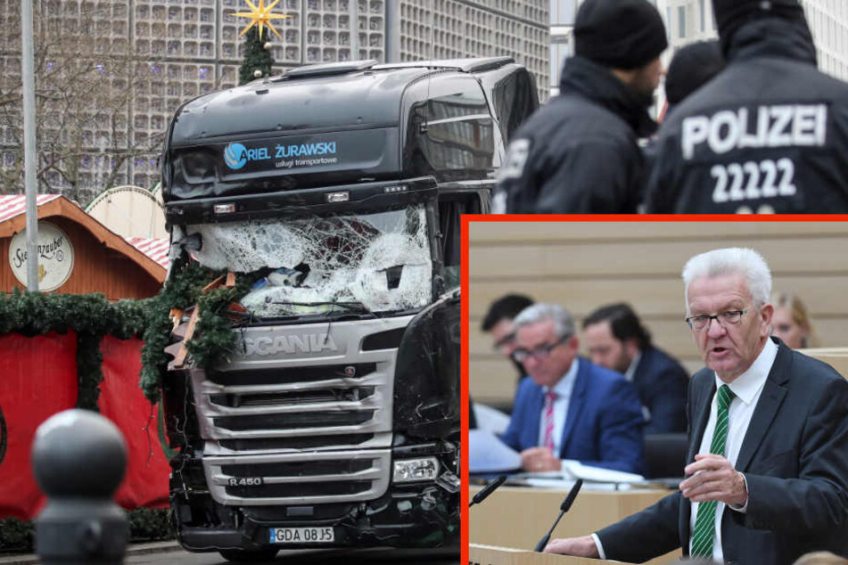 Die Regierung von Ministerpräsident Winfried Kretschmann (Grüne, kleines Bild) wird am Mittwoch voraussichtlich ein Anti-Terror-Paket beschließen.